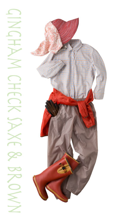 ギンガムチェックサックス&ブラウン