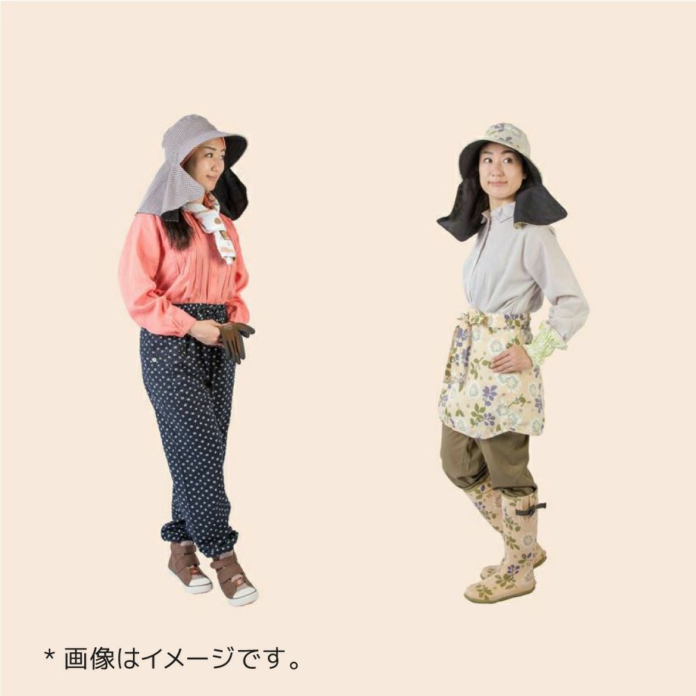 リバーシブル農園フード (片面黒生地)/フローラル （帽子）| 畑の