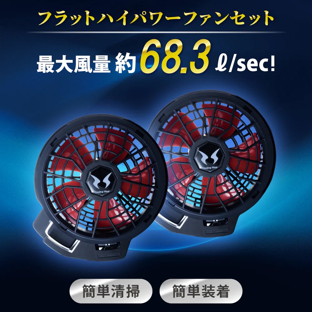 空調風神服® 12V仕様ファンセット（ななめタイプ） JapanLabel RD9211H 【ななめファン】