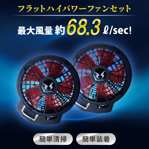 空調風神服® 12V仕様ファンセット（ななめタイプ） JapanLabel RD9211H 【ななめファン】